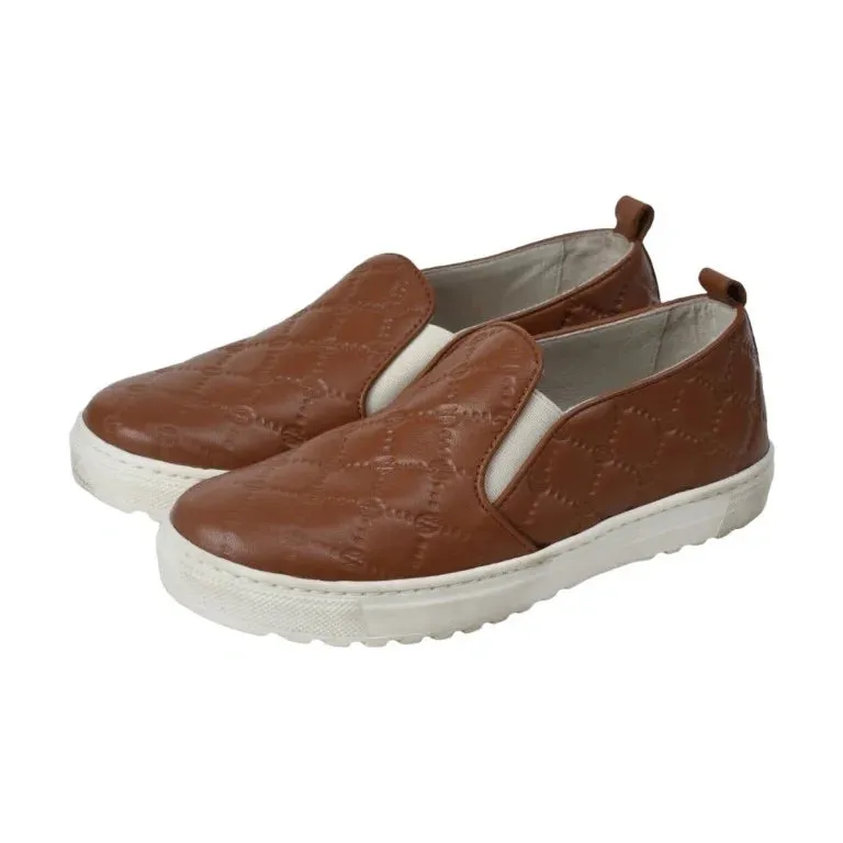 802l - Tan Soft Leather Sneaker for Girl by London Kids