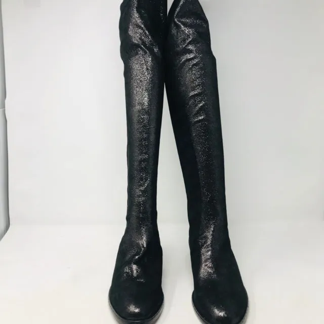 Amanda Gregory 37 Gunmetal Stretch Leather Over the Knee Boots 2400-532-12220