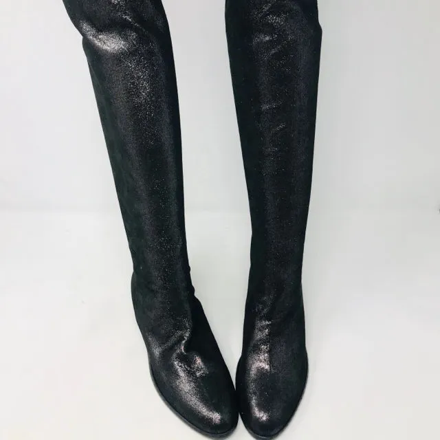 Amanda Gregory 37 Gunmetal Stretch Leather Over the Knee Boots 2400-532-12220