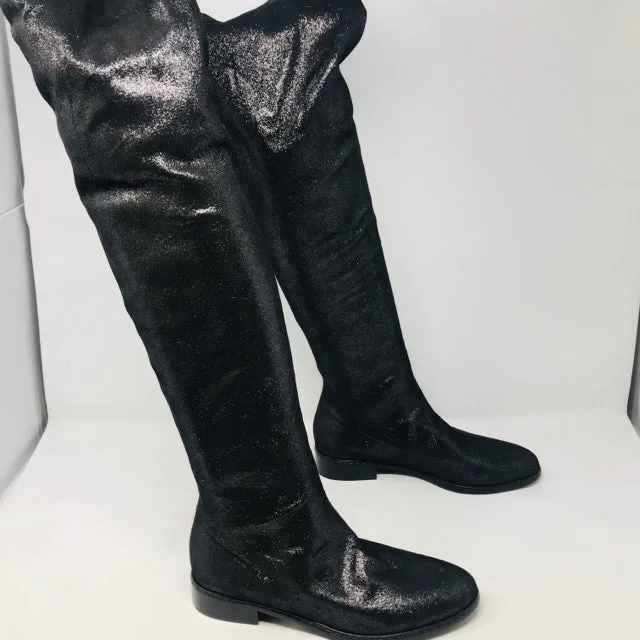 Amanda Gregory 37 Gunmetal Stretch Leather Over the Knee Boots 2400-532-12220