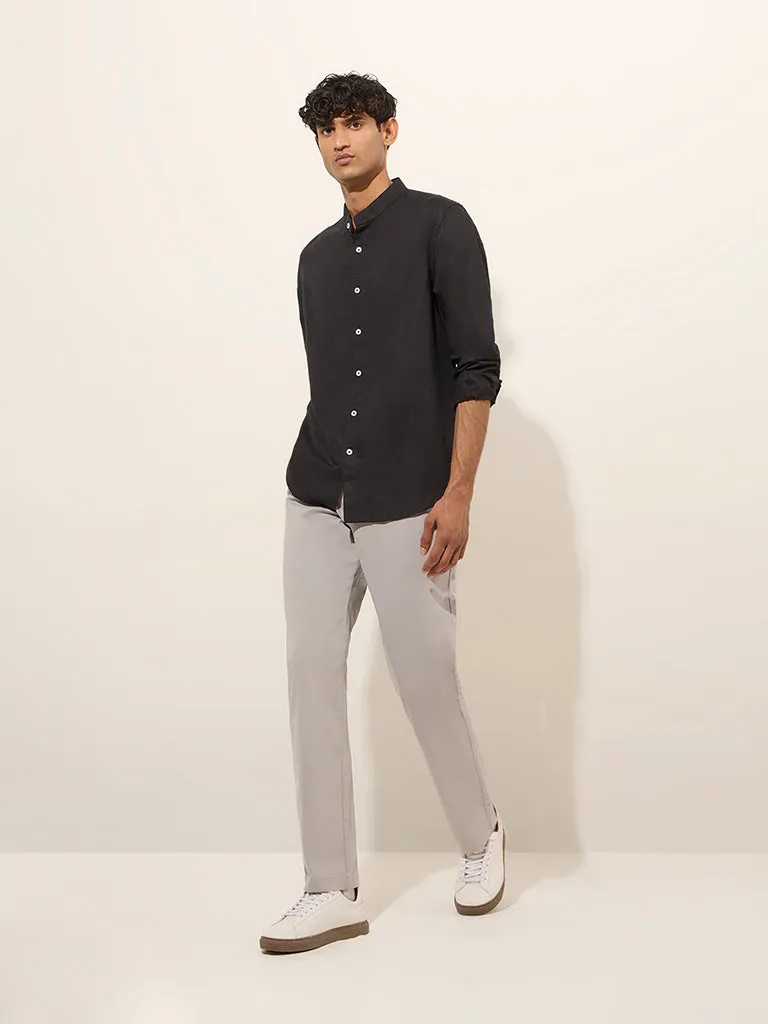 Ascot Grey Mid-Rise Relaxed-Fit Cotton-Blend Chinos