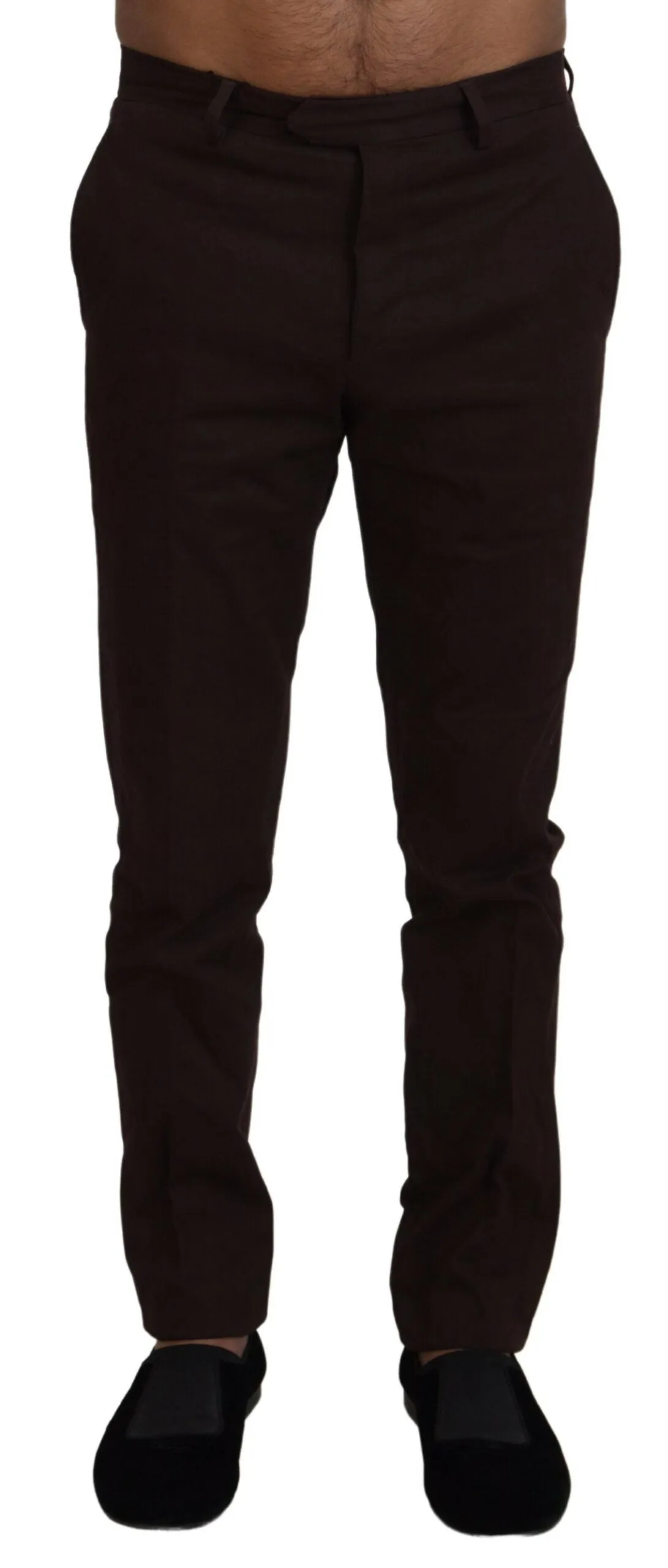 BENCIVENGA Brown Cotton Tapered Formal  Pants