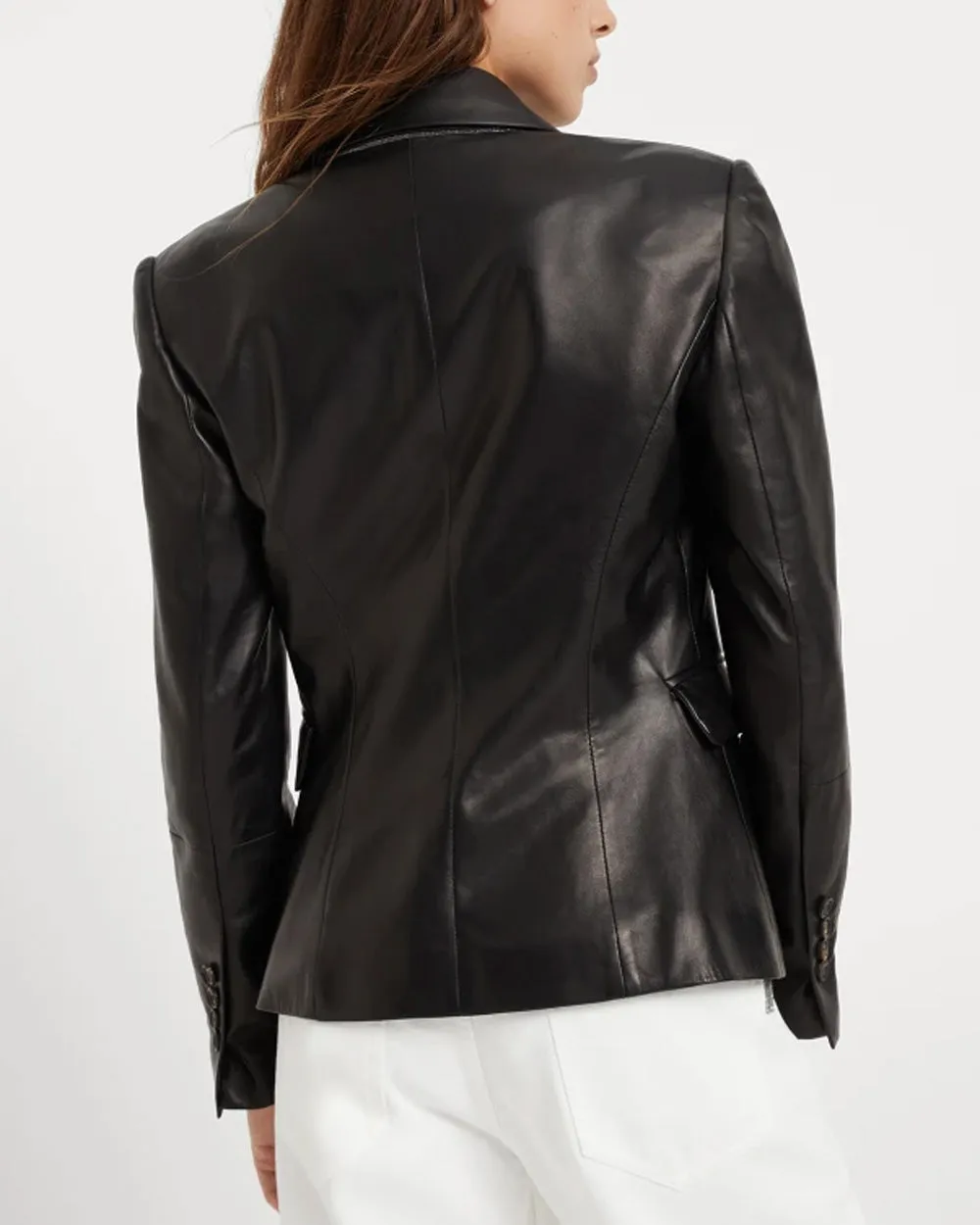 Black Nappa Leather Single Button Jacket