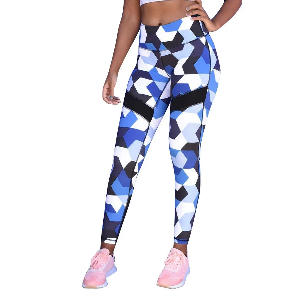 Blue Camouflage Yoga Pants