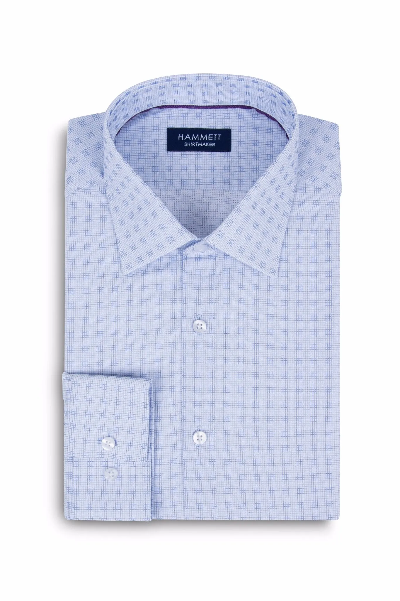 Blue Fine Micro Grid Check Men's Shirt