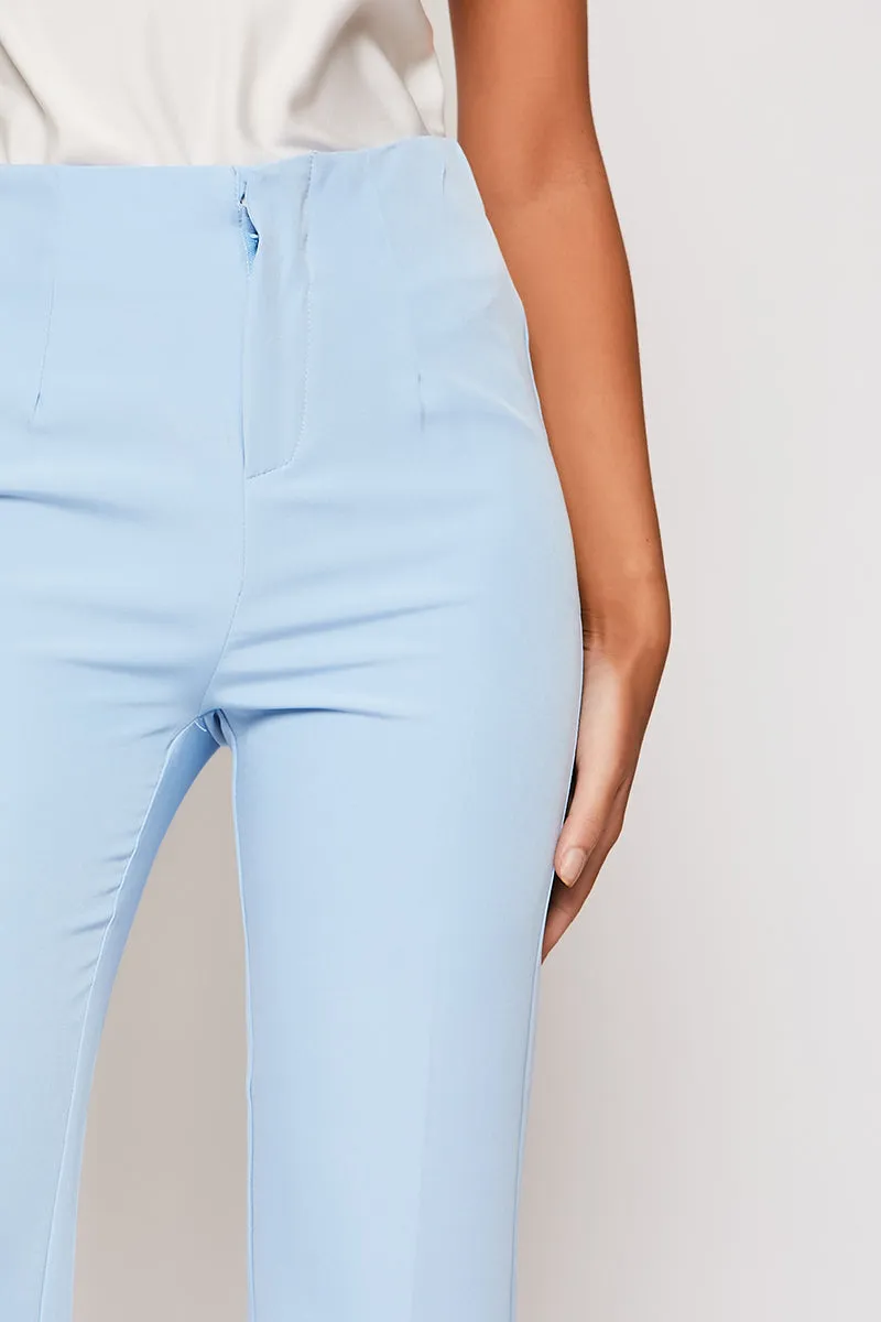 Brigitte - Blue Tailored High Waisted Flare Trousers