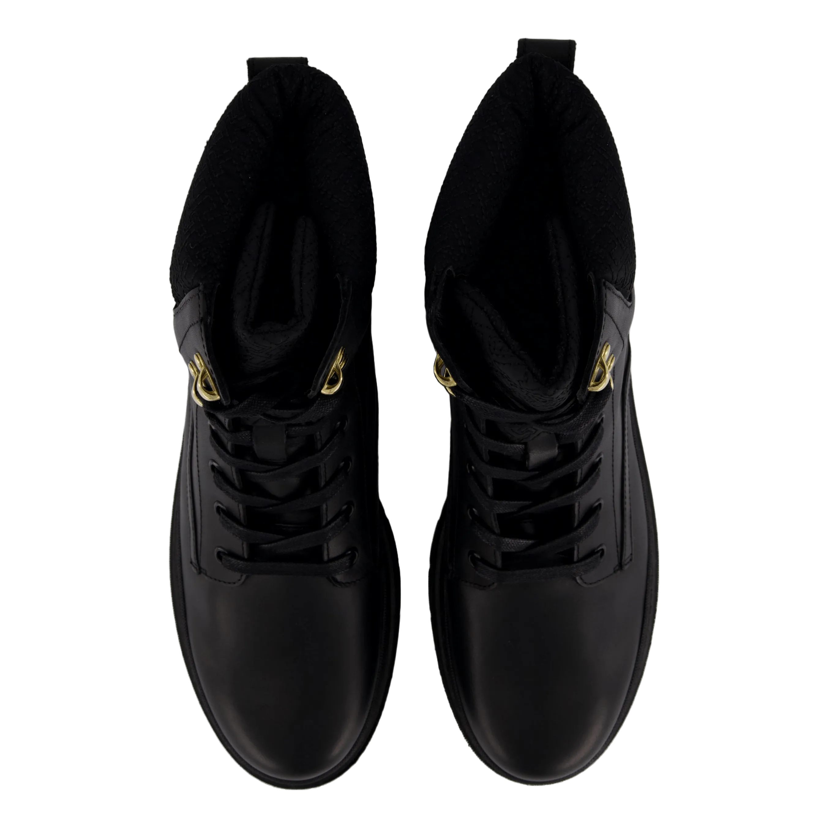 Cleated Lace-up Lthr Mix Mono  Black