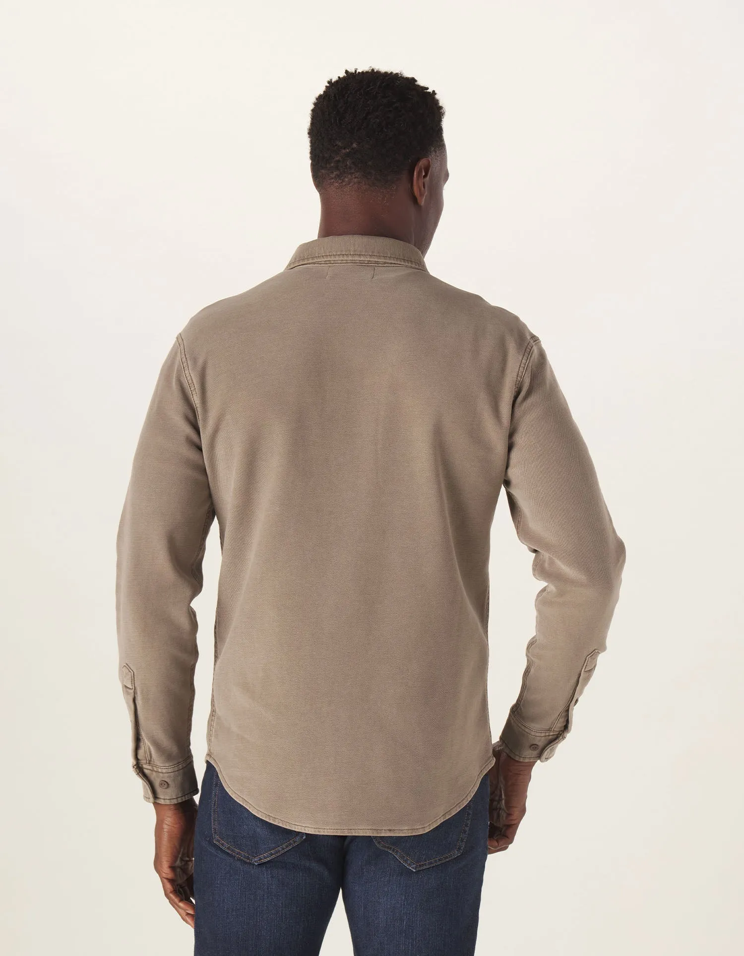 Comfort Terry Shirt Jacket in Taupe