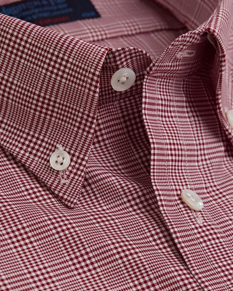 Contemporary Fit, Button Down Collar, 2 Button Cuff Shirt In Red Check