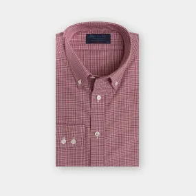 Contemporary Fit, Button Down Collar, 2 Button Cuff Shirt In Red Check