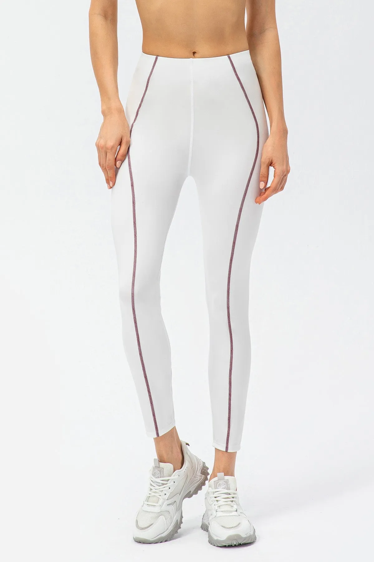 Contrast Trim High Waisted Ankle Leggings