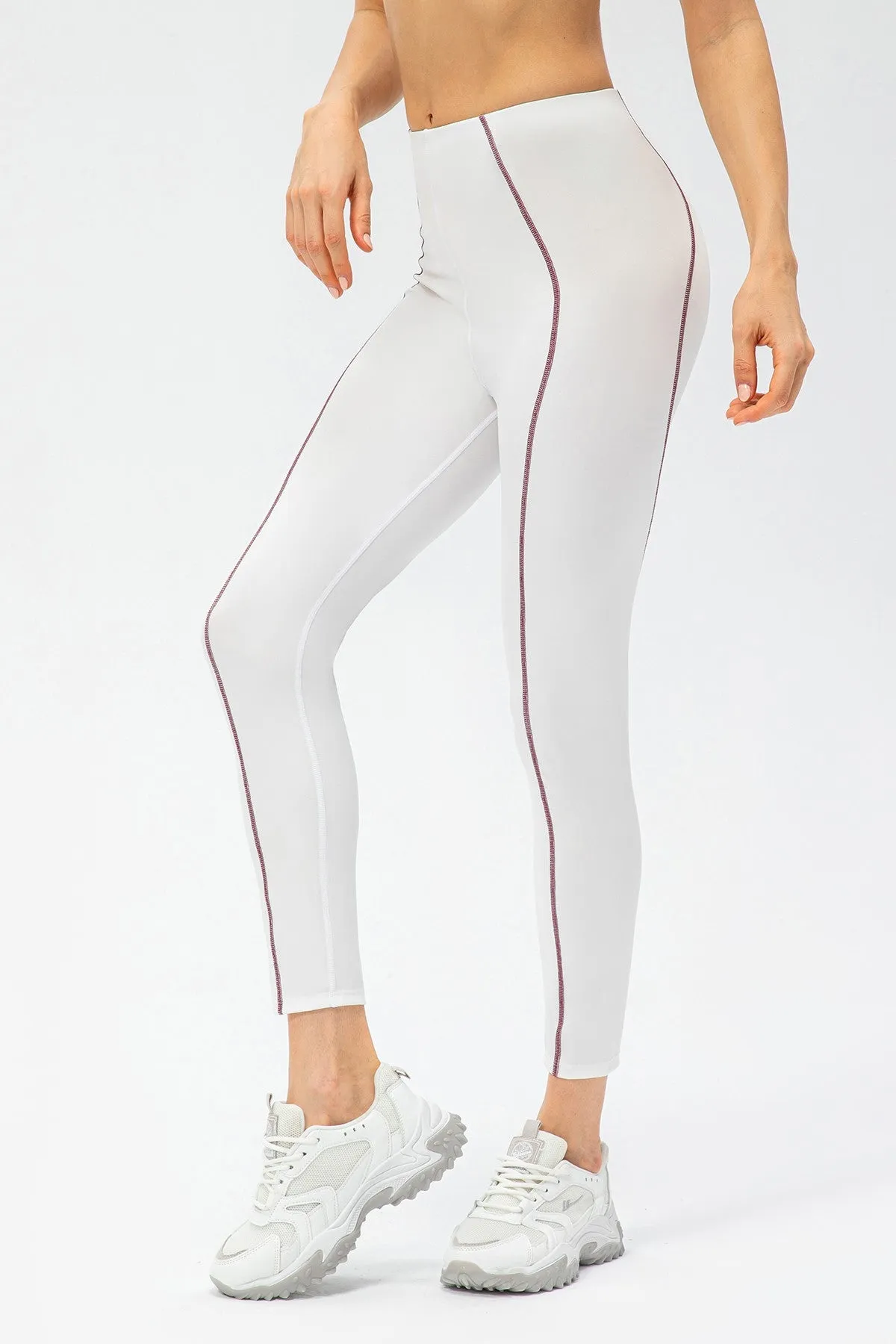 Contrast Trim High Waisted Ankle Leggings