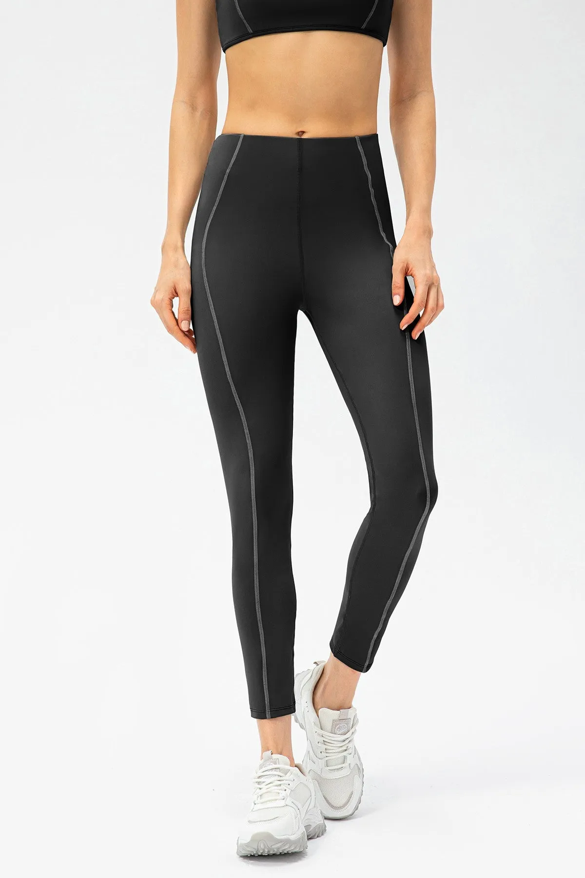 Contrast Trim High Waisted Ankle Leggings