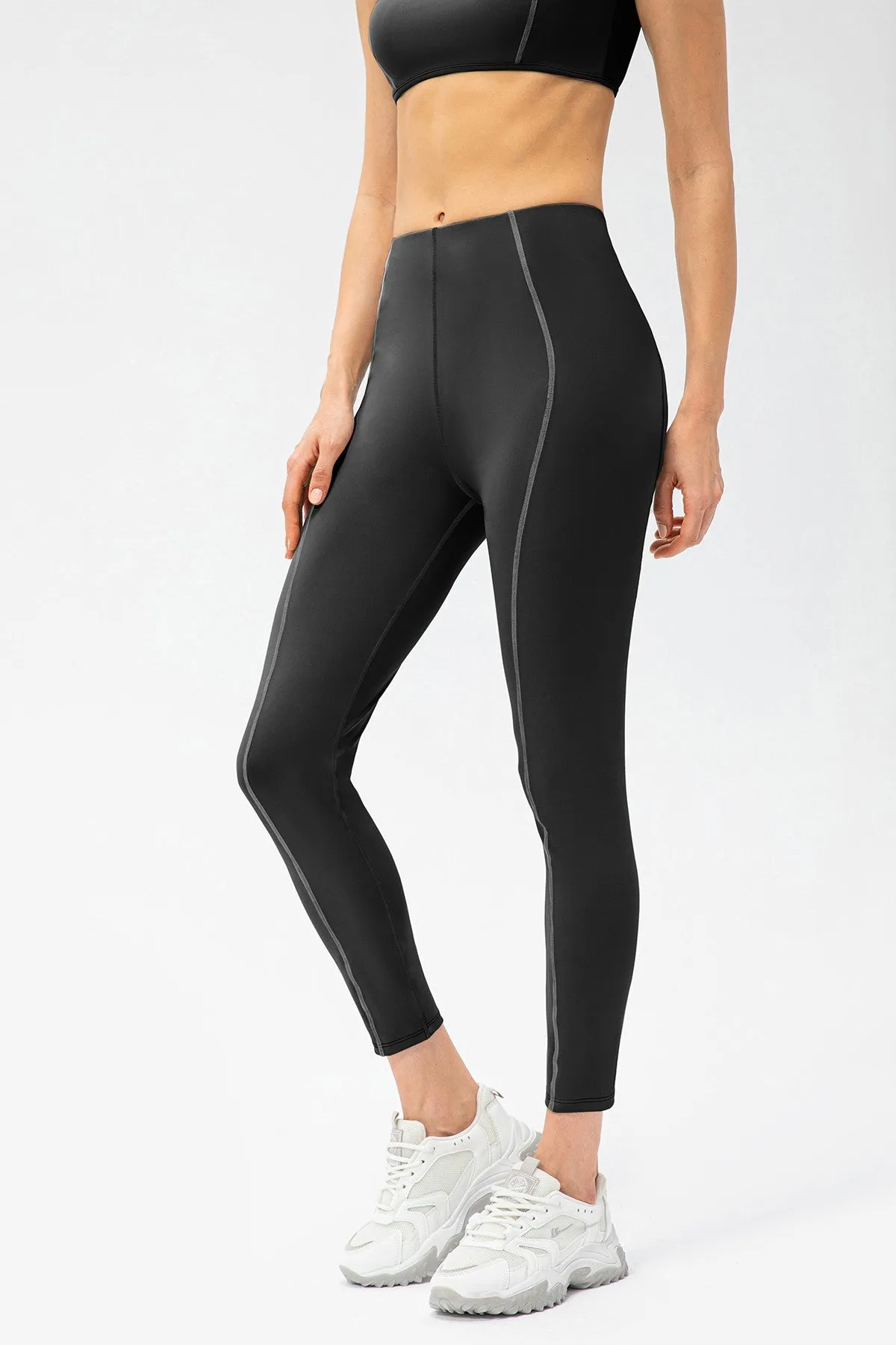 Contrast Trim High Waisted Ankle Leggings