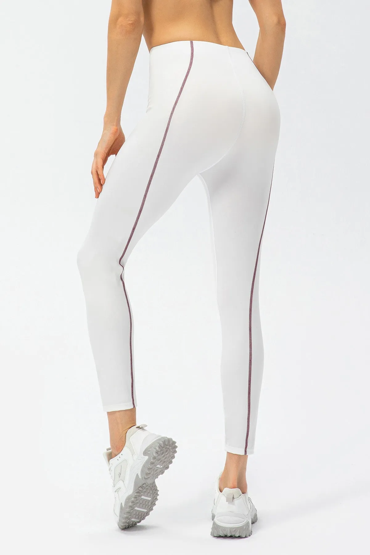 Contrast Trim High Waisted Ankle Leggings