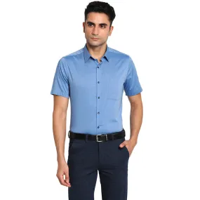 Cotton Blue Regular Fit Solid Formal Shirts