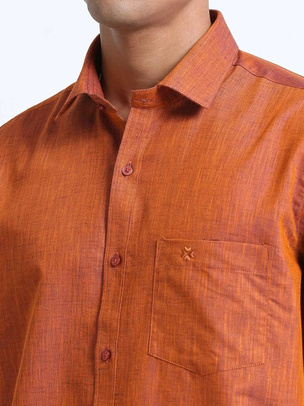 Cotton Linen Coral Colour Shirt Full Sleeve