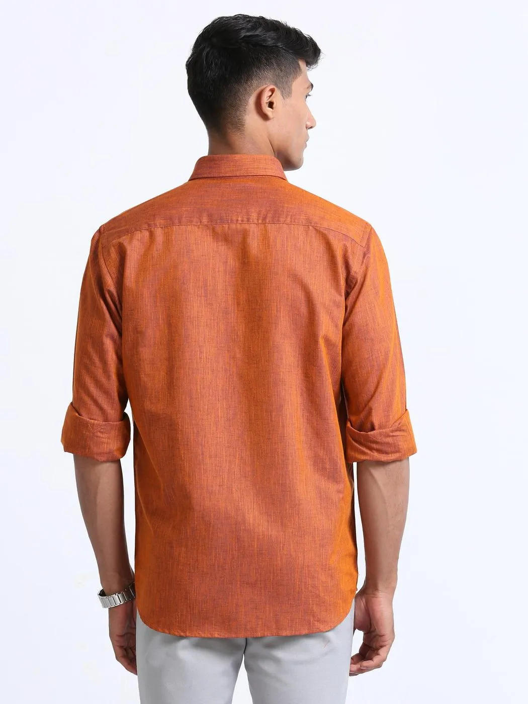 Cotton Linen Coral Colour Shirt Full Sleeve