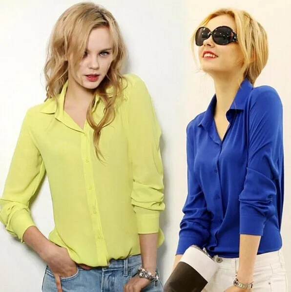 Elegant Ladies Chiffon Office Formal Shirts