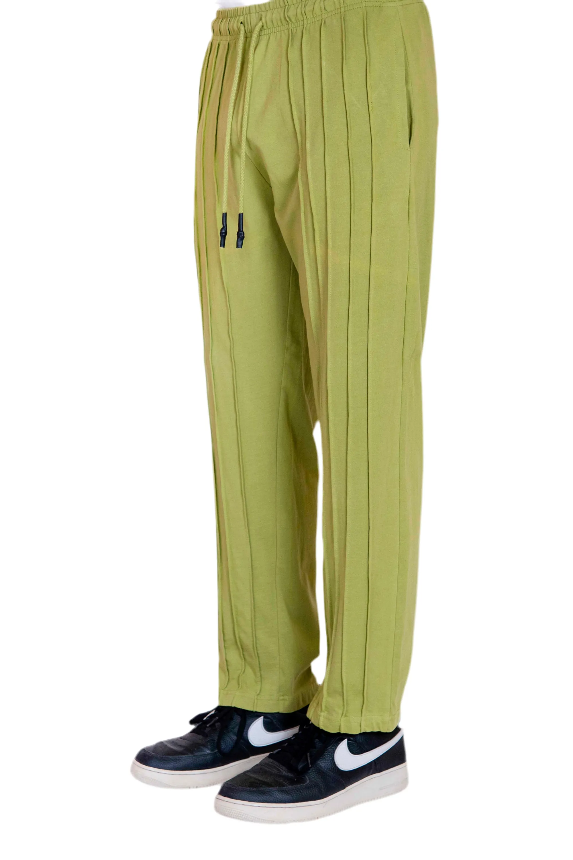 Front Pleated Sheen Green Trousers