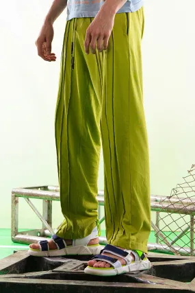 Front Pleated Sheen Green Trousers