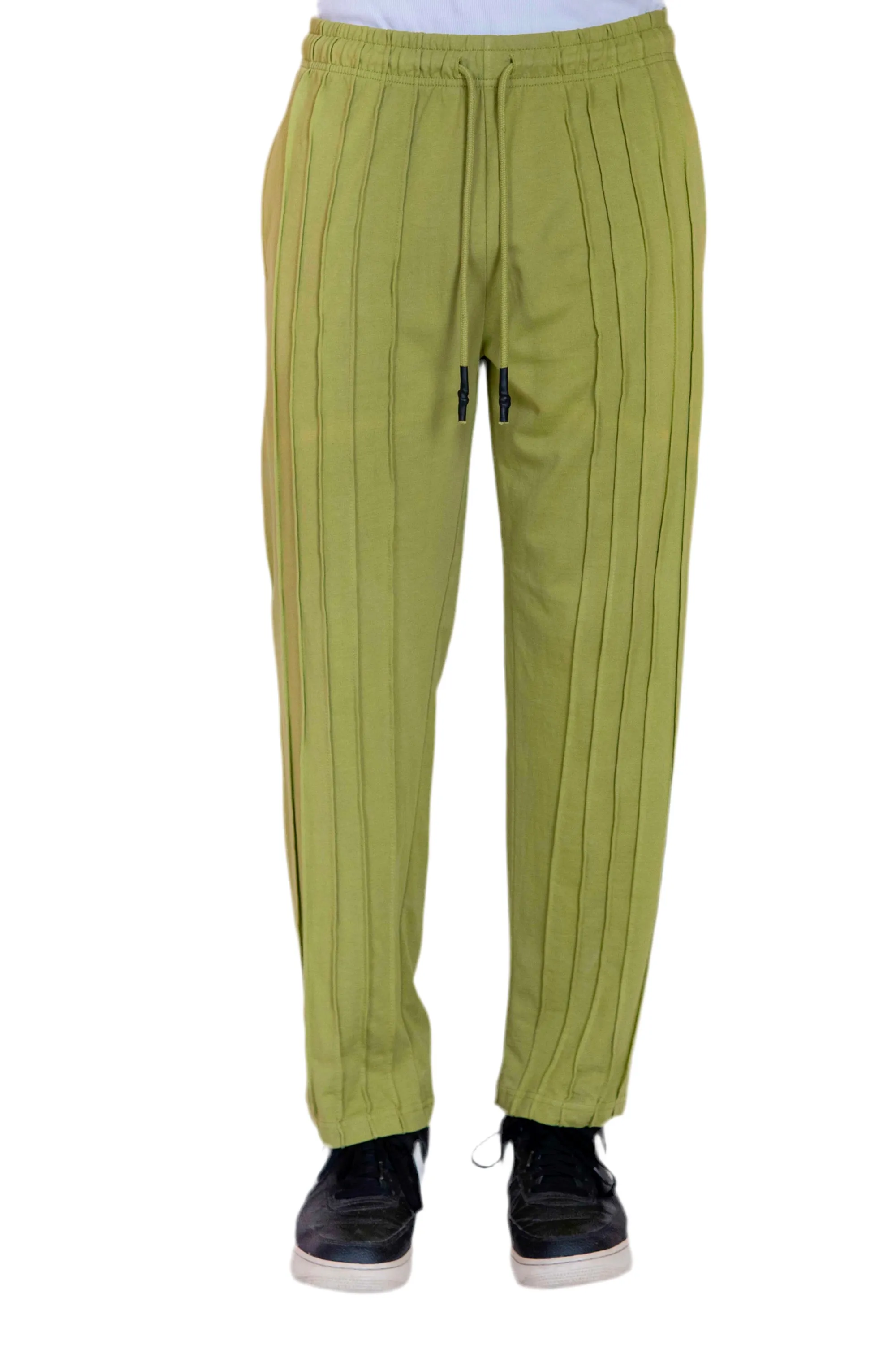 Front Pleated Sheen Green Trousers