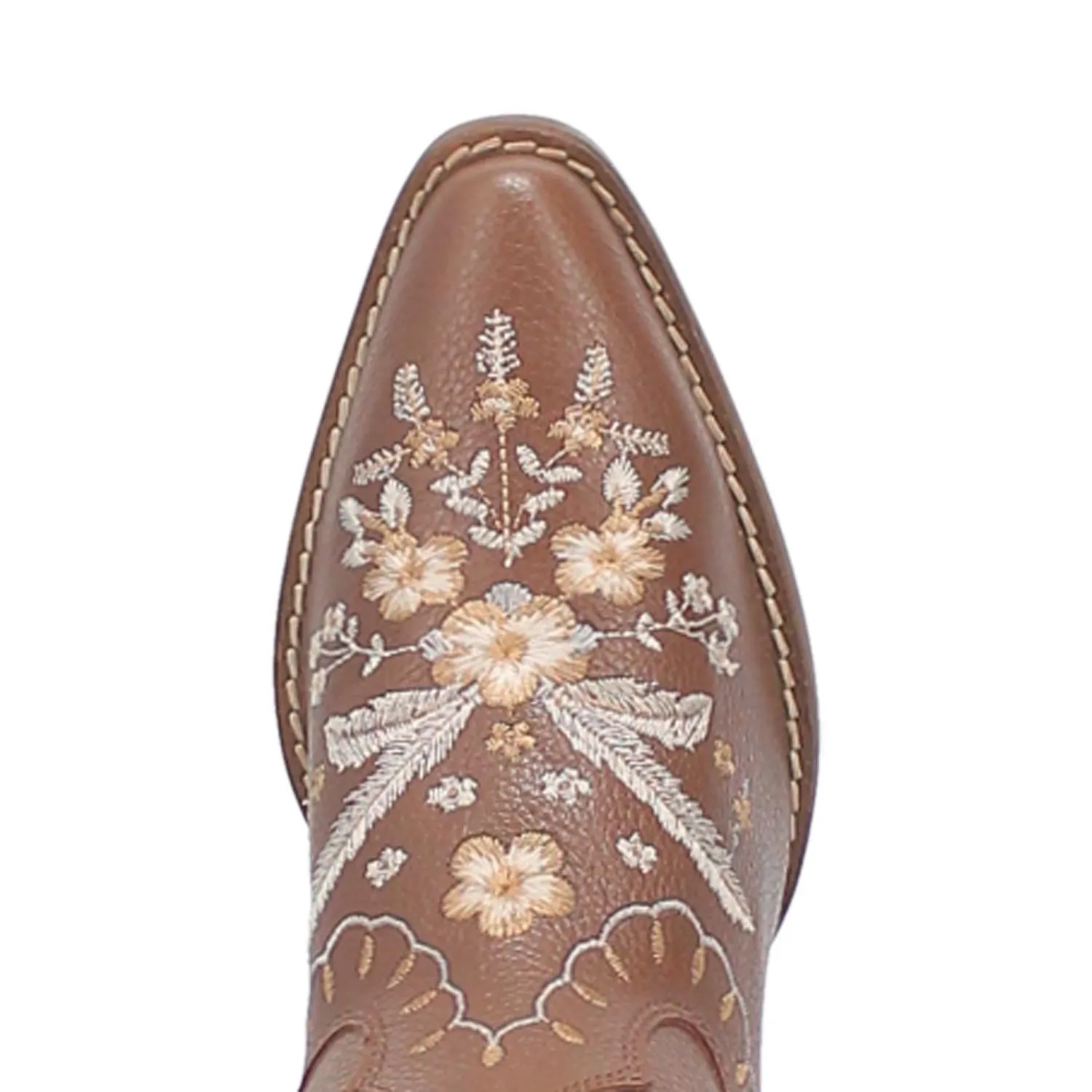 Full Bloom Brown Embroidered Flower Leather Boots (DS)