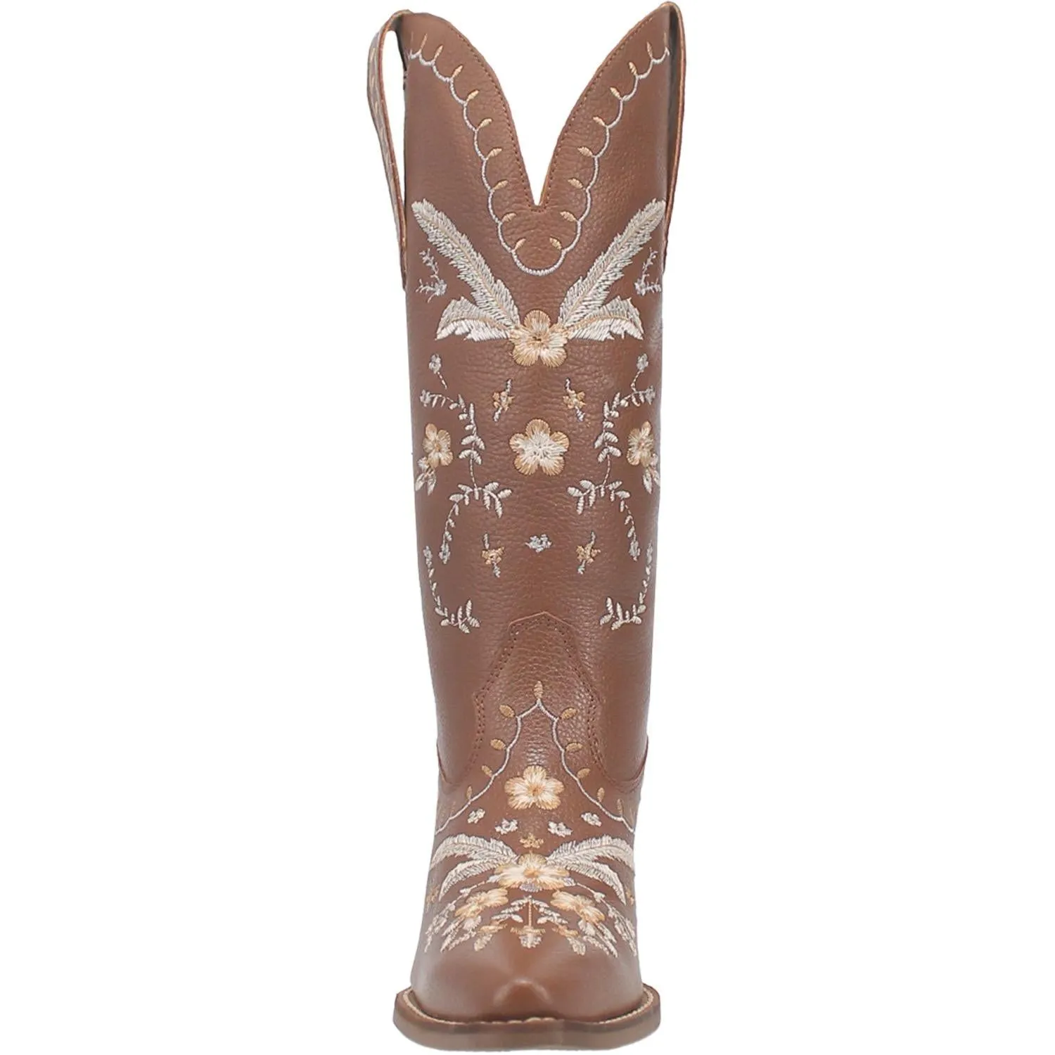 Full Bloom Brown Embroidered Flower Leather Boots (DS)