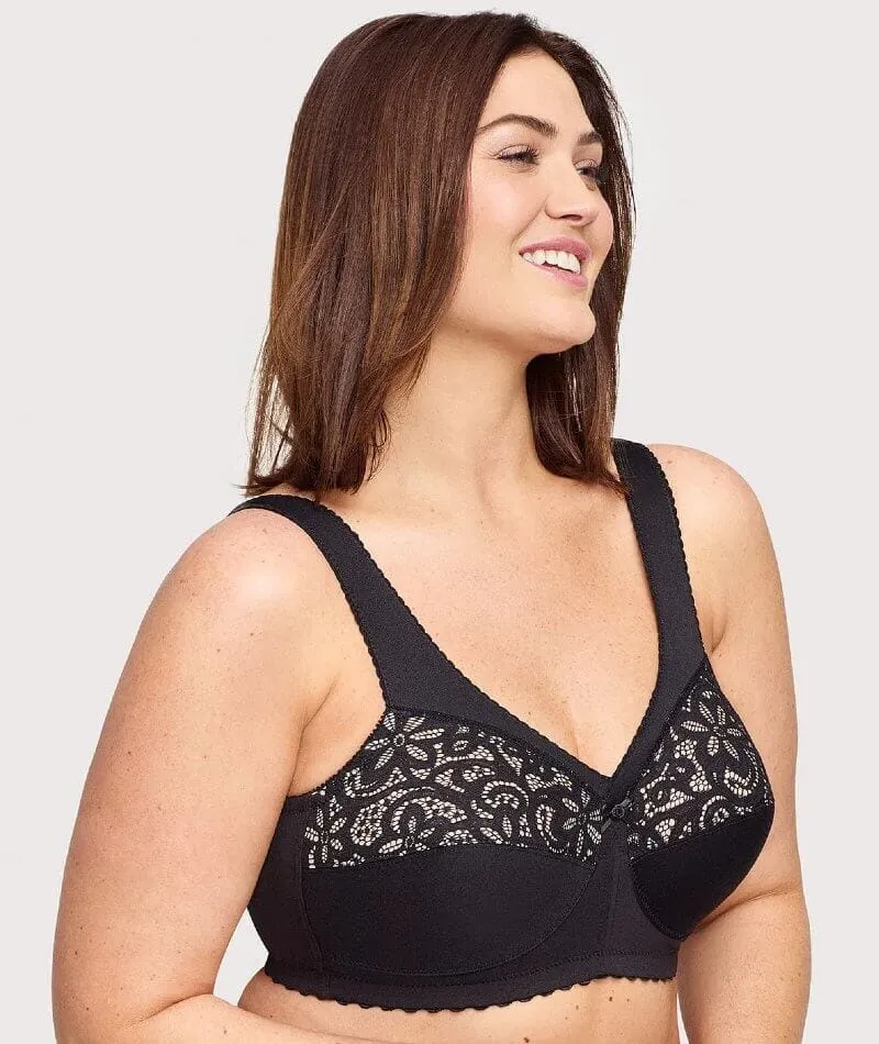 Glamorise Magiclift Cotton Support Wire-Free Bra - Black