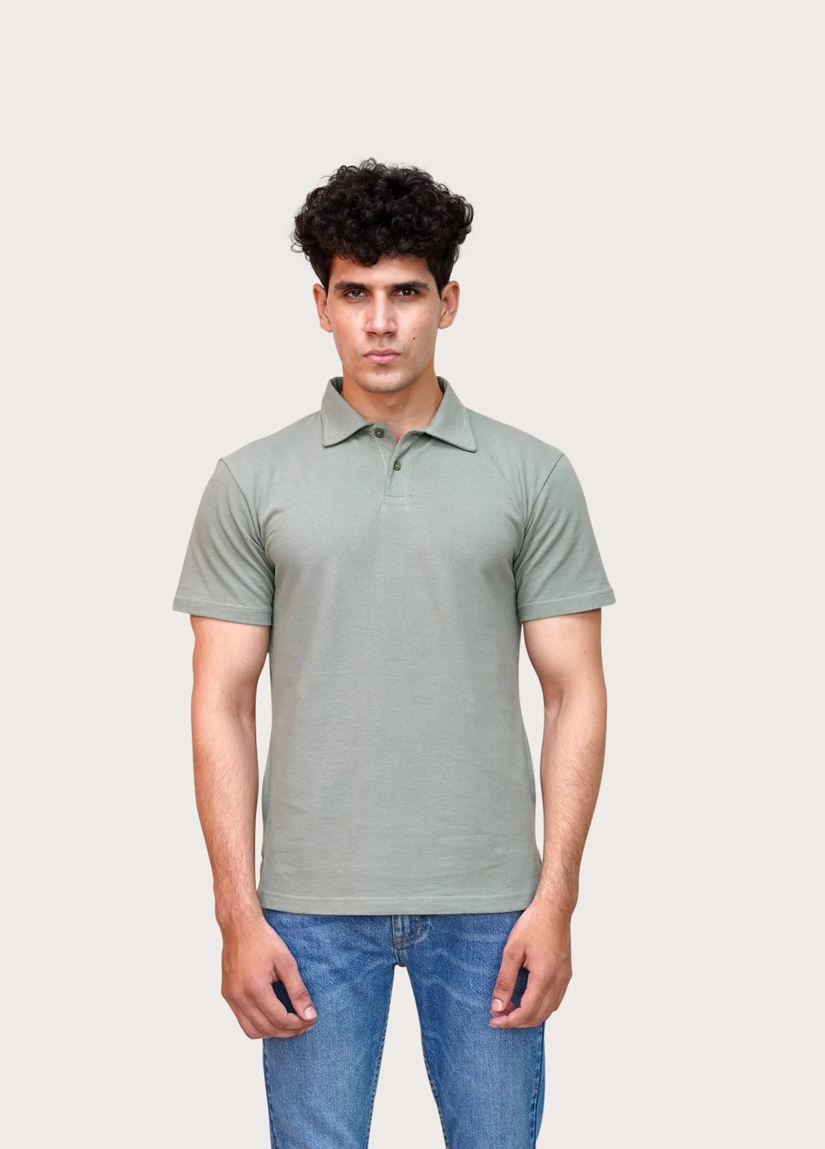 Green Self Collar Polo