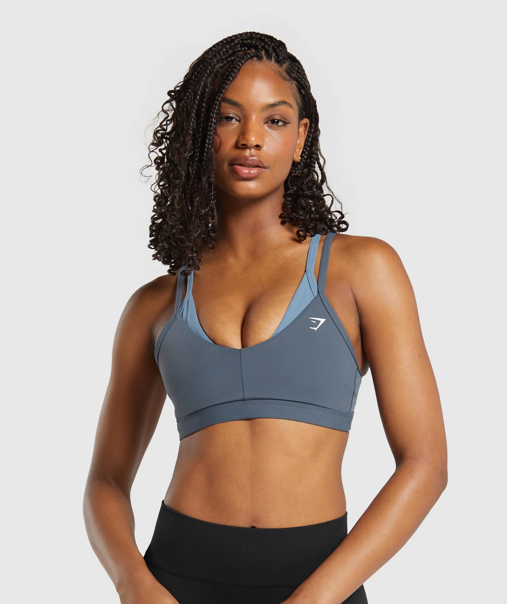 Gymshark Double Up Sports Bra - Titanium Blue/Faded Blue