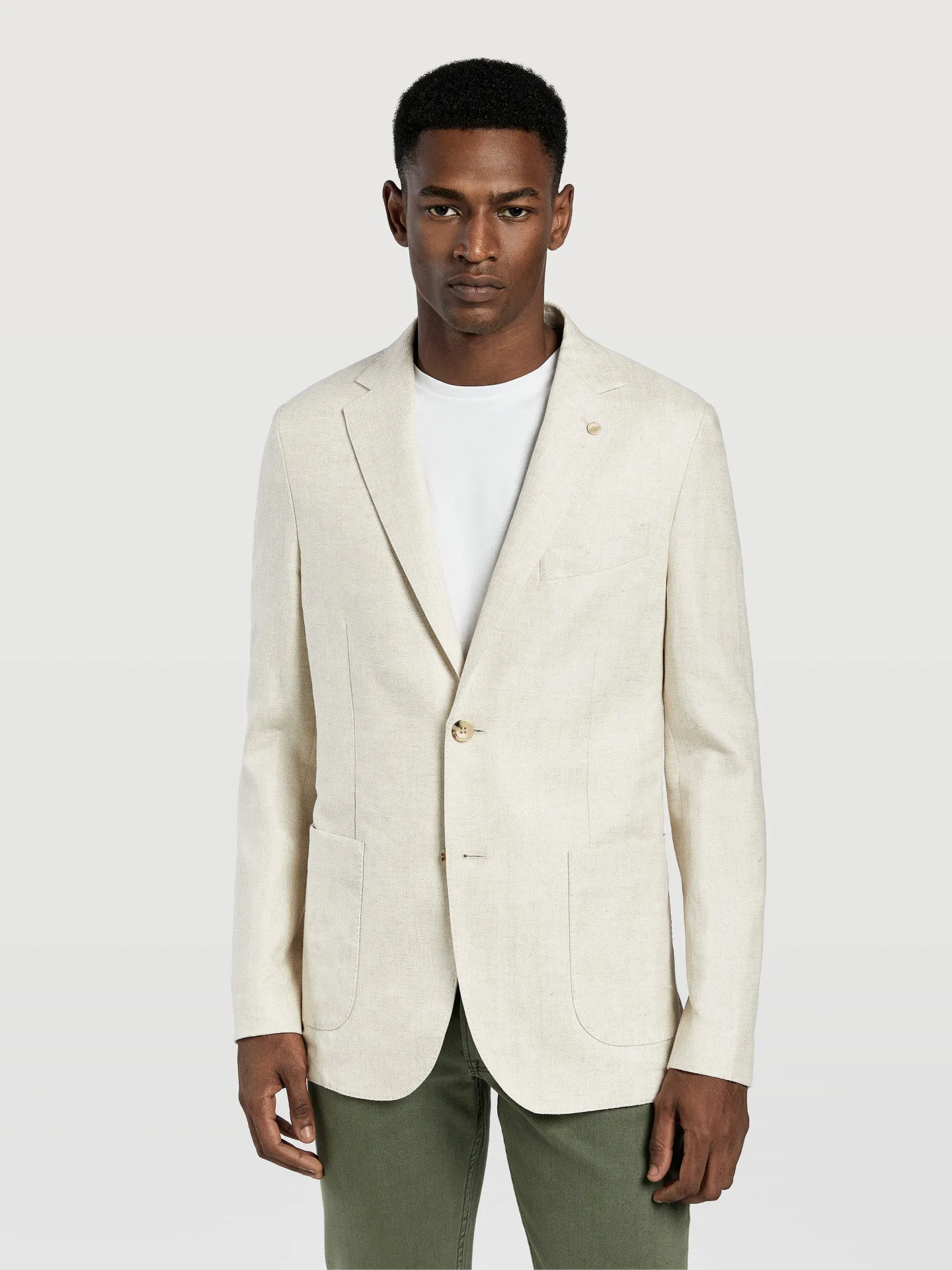 Herringbone linen edition deconstructed blazer