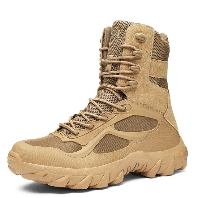 High Quality Autumn Men Boots Tactical Military Special Force Waterproof Leather Desert Work Shoes Men's Combat Army Ankle Boots