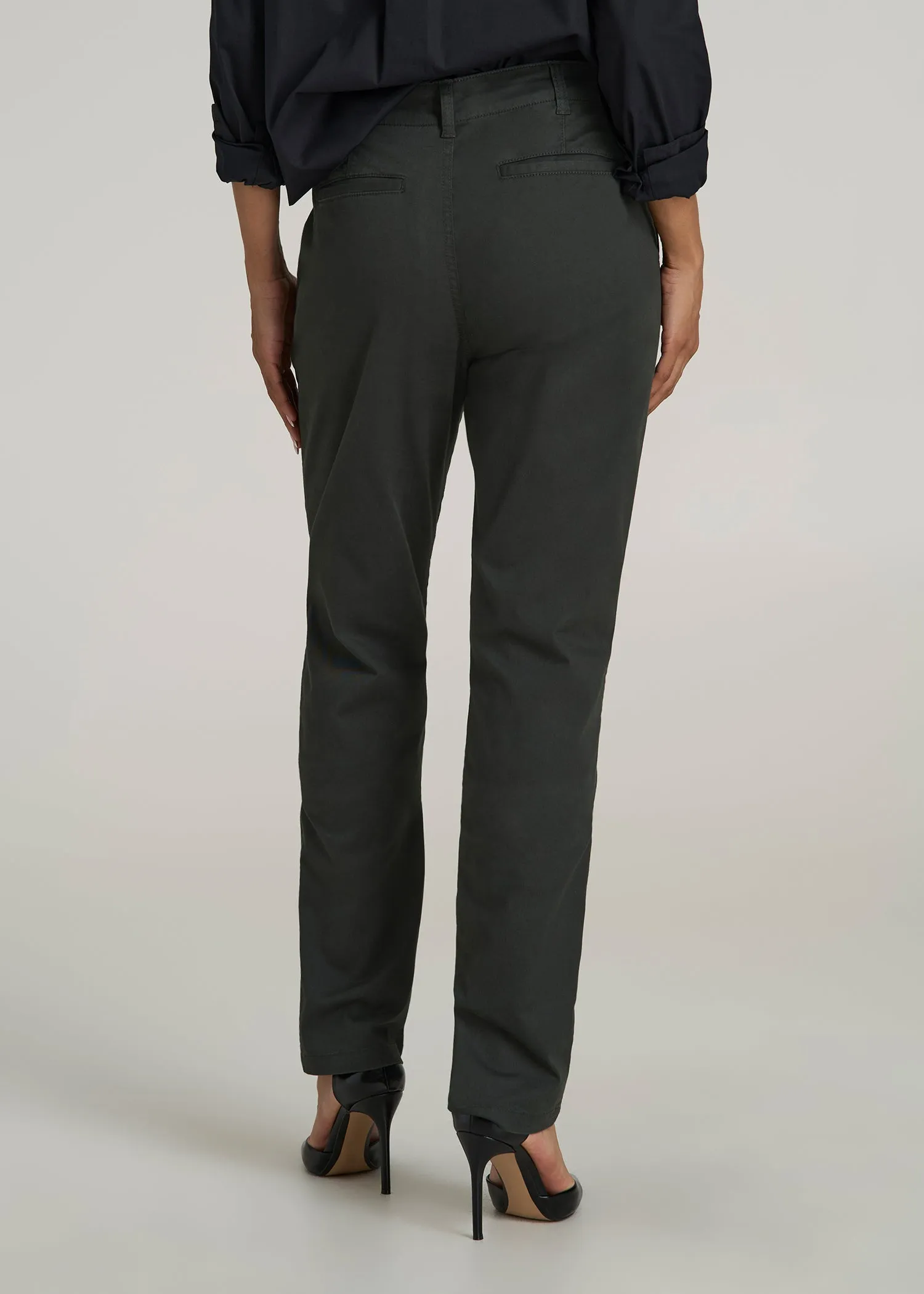 High Rise Tapered Chino Pants for Tall Women in Pine Grove