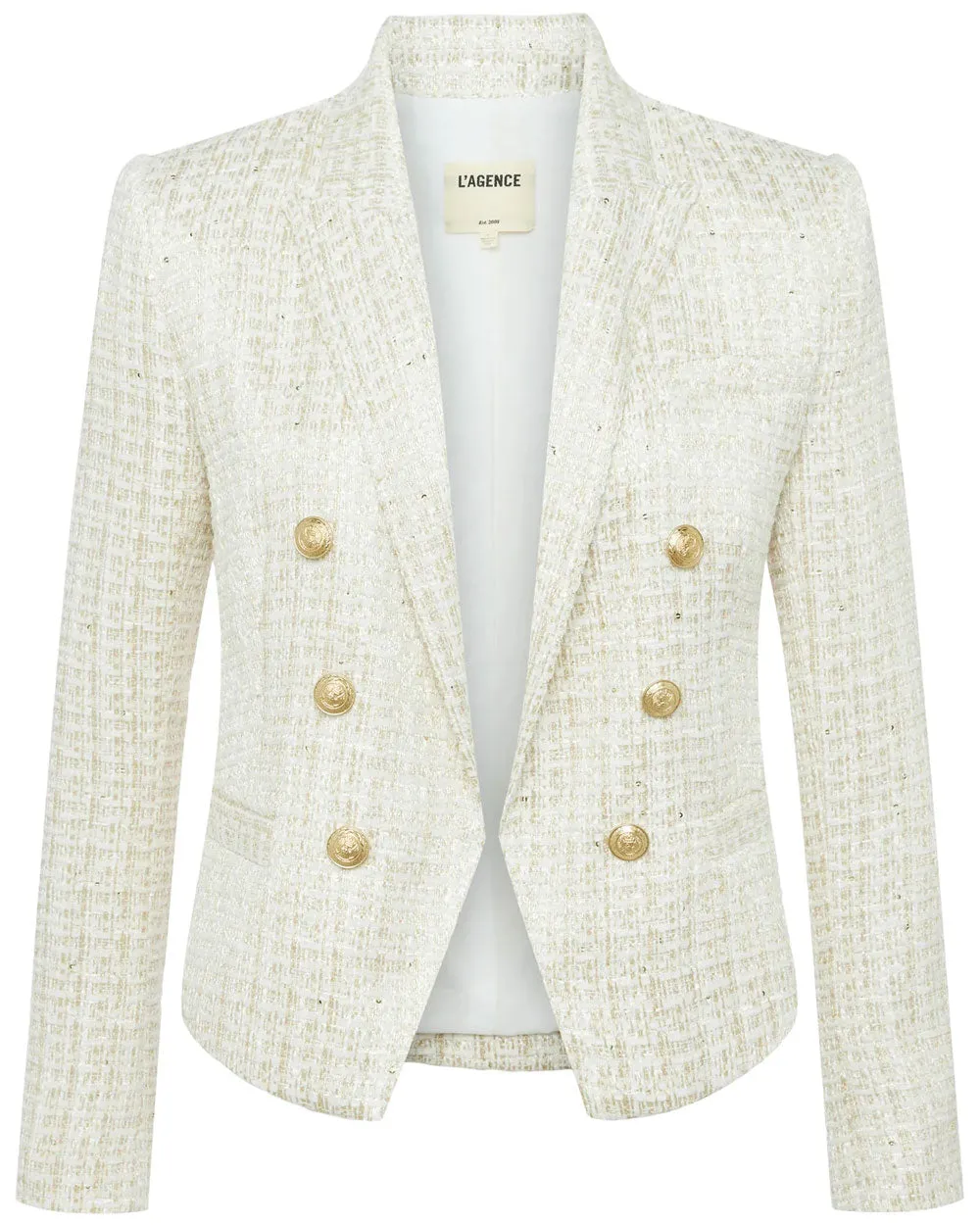 Ivory and Gold Tweed Brooke Blazer