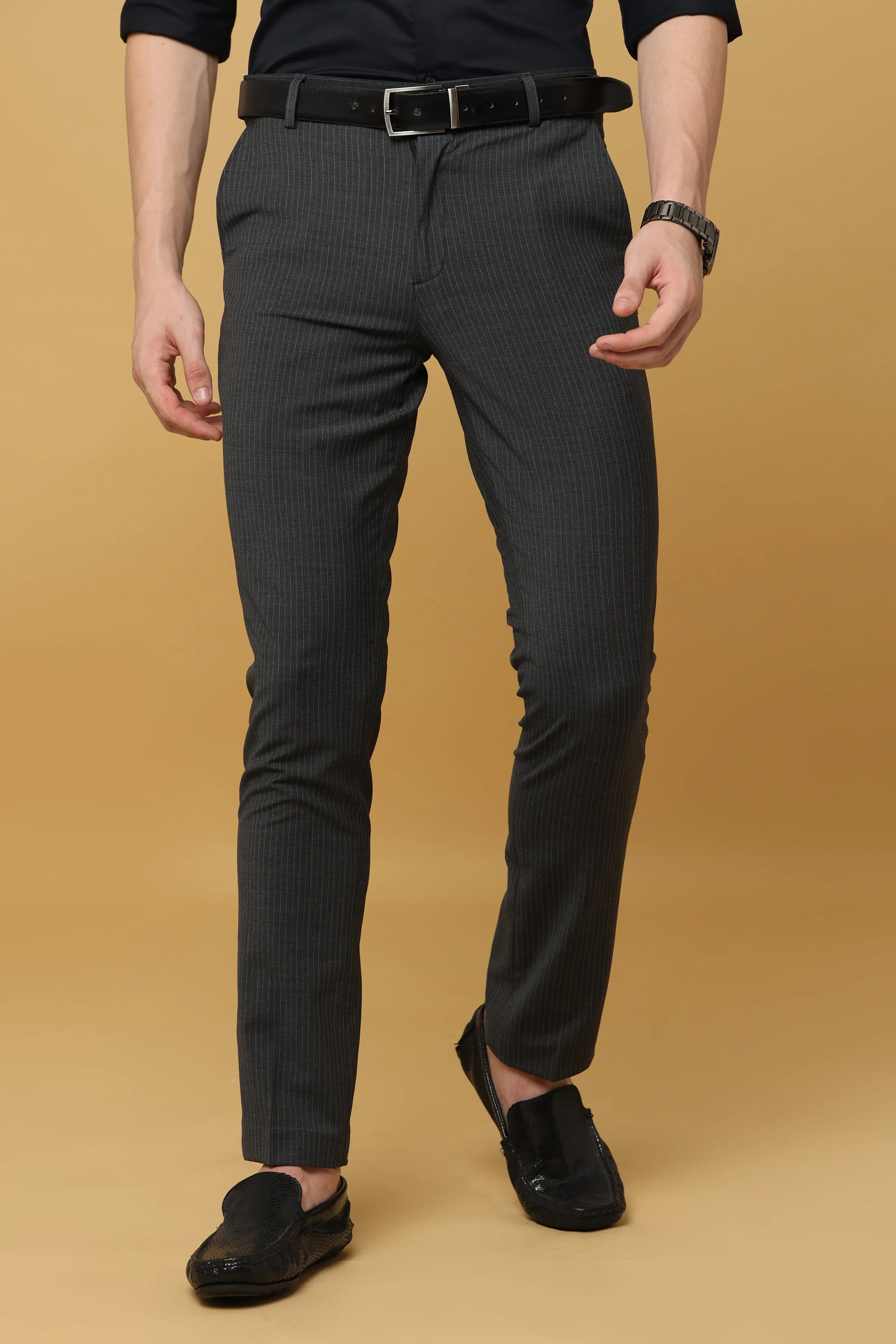 Ivyn Charcoal Pinstripe Formal Trousers