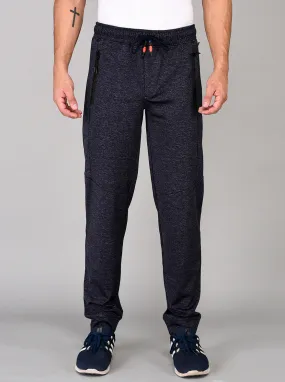 JadeBlue Navy Blue Self Textured Regular Fit Track Pants