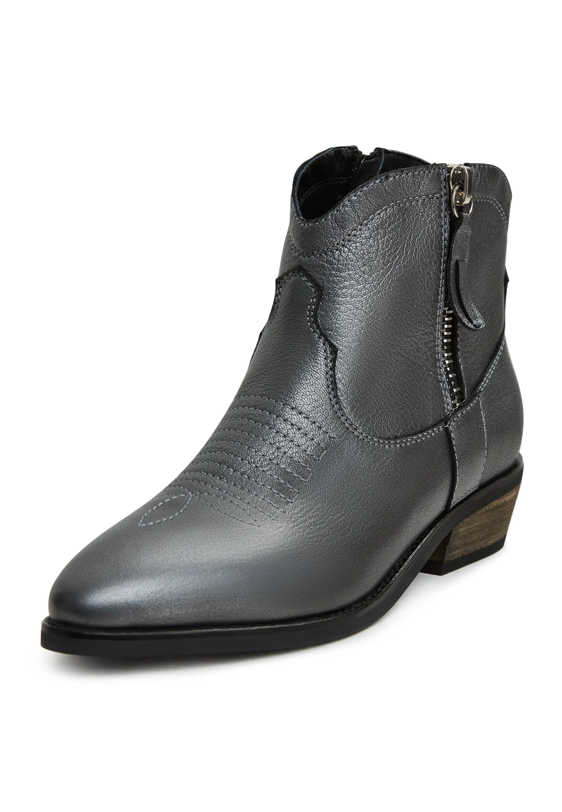 Leather Cowboy Boots Vicky - Dark Grey