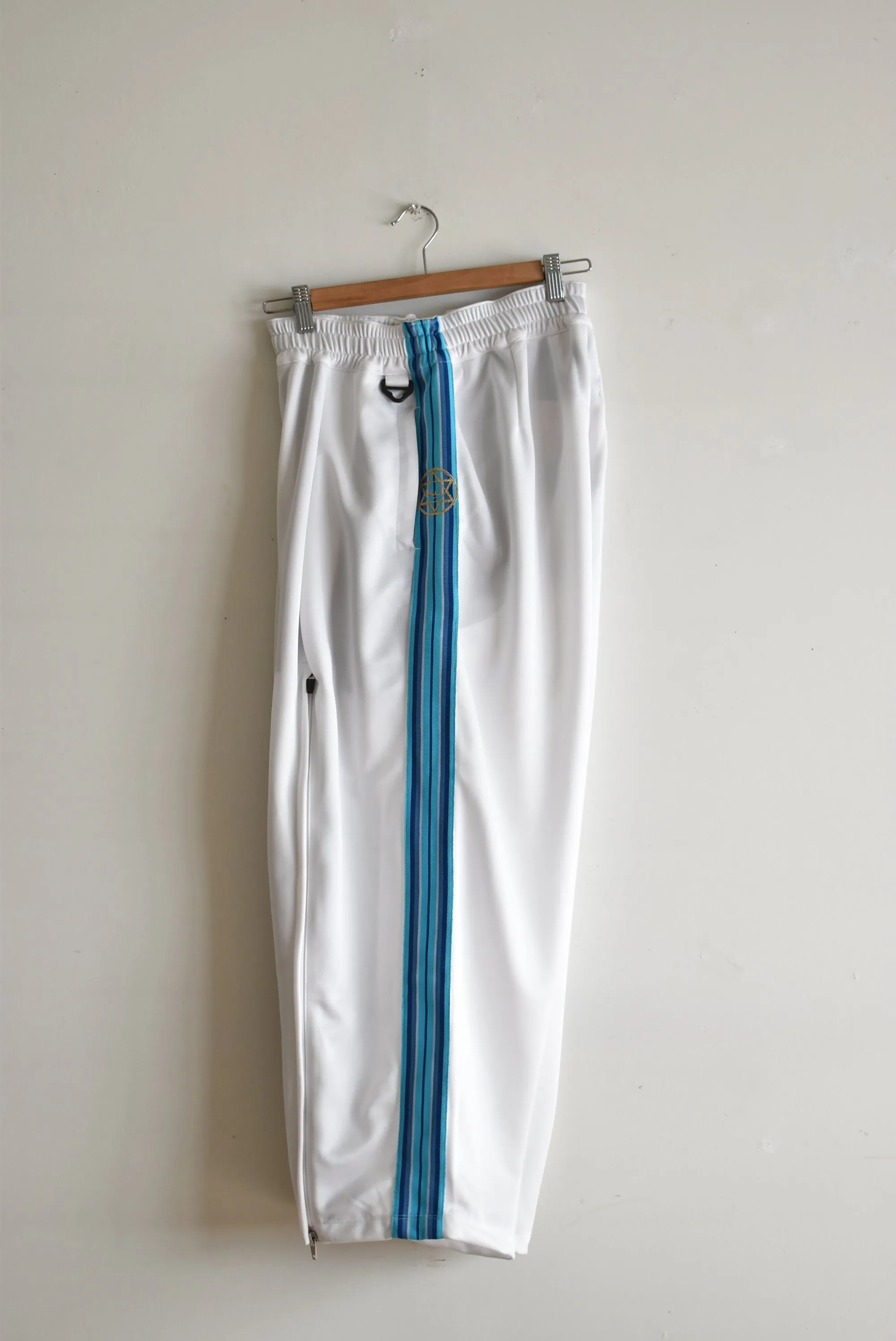 「leh」zip wide track pants -white-