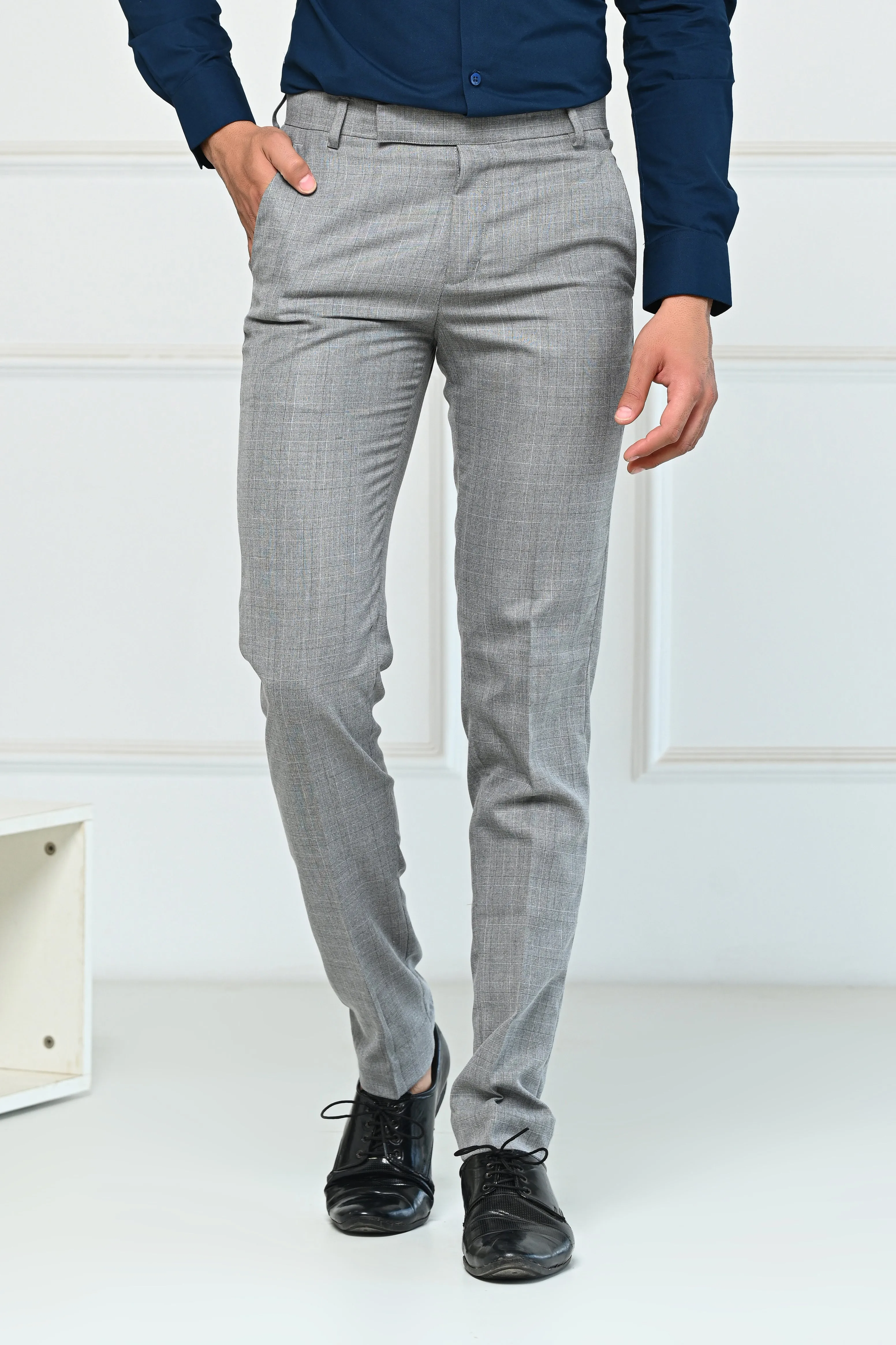 Light Grey Checks Premium Formal Pents