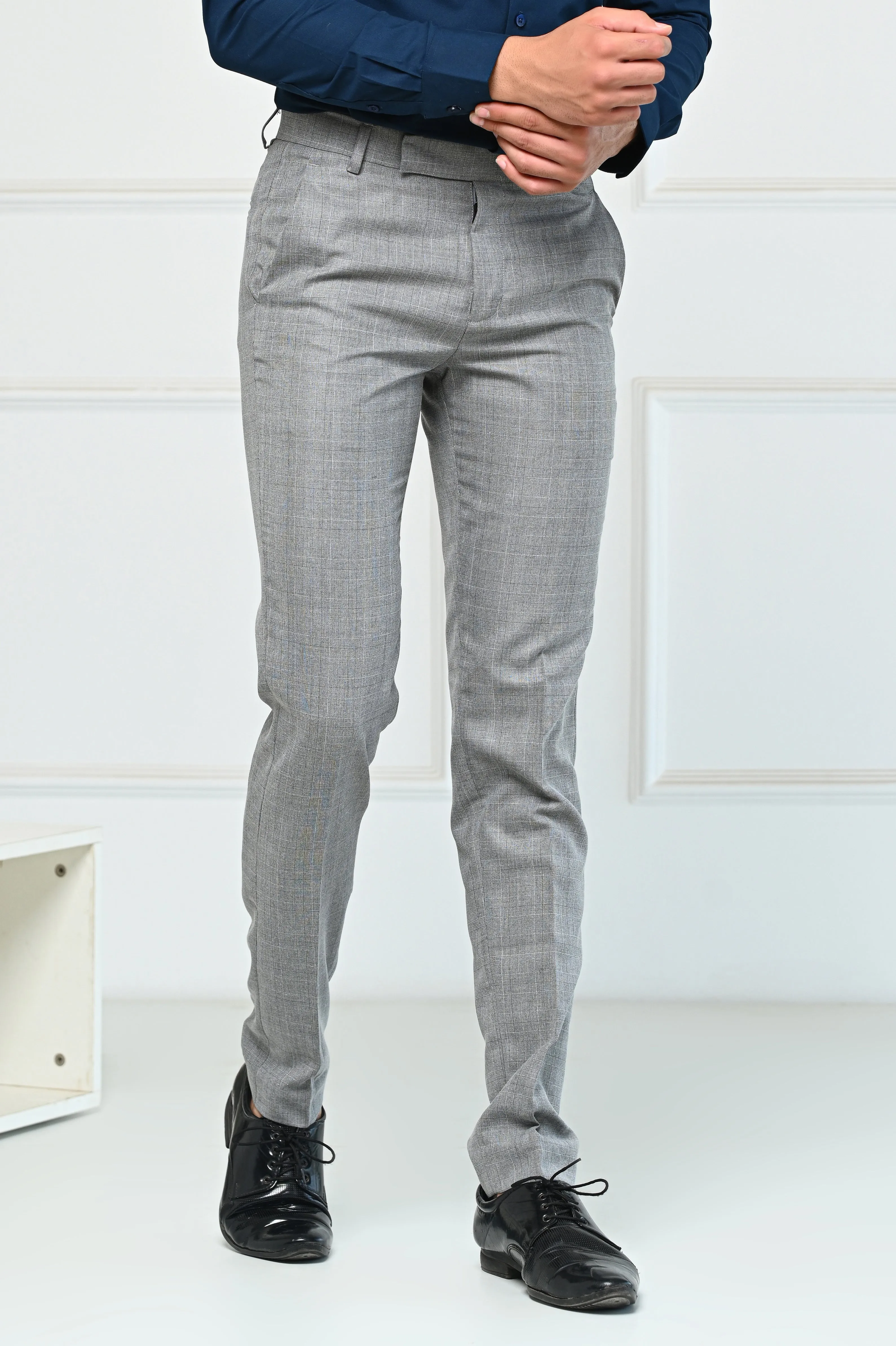 Light Grey Checks Premium Formal Pents