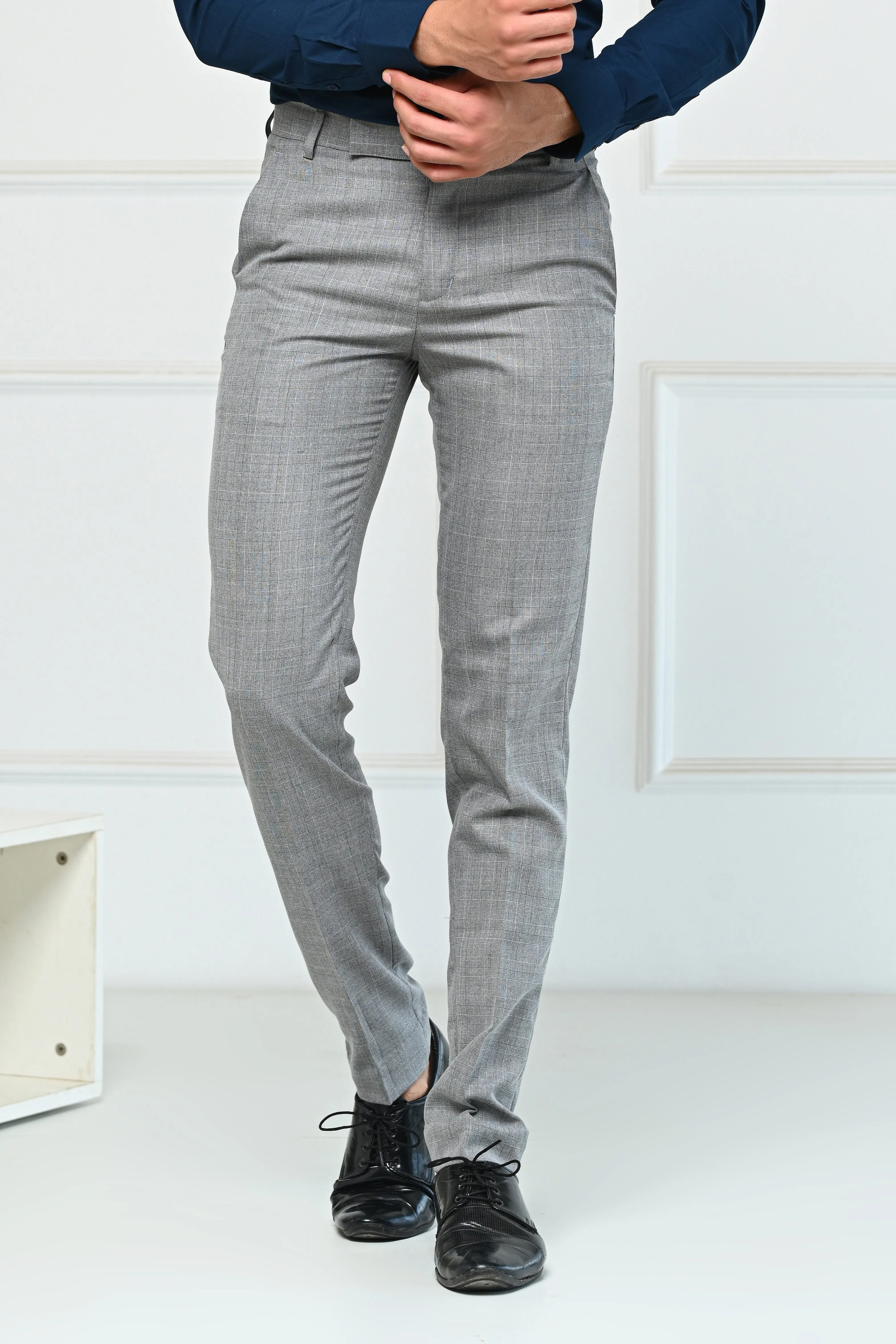 Light Grey Checks Premium Formal Pents