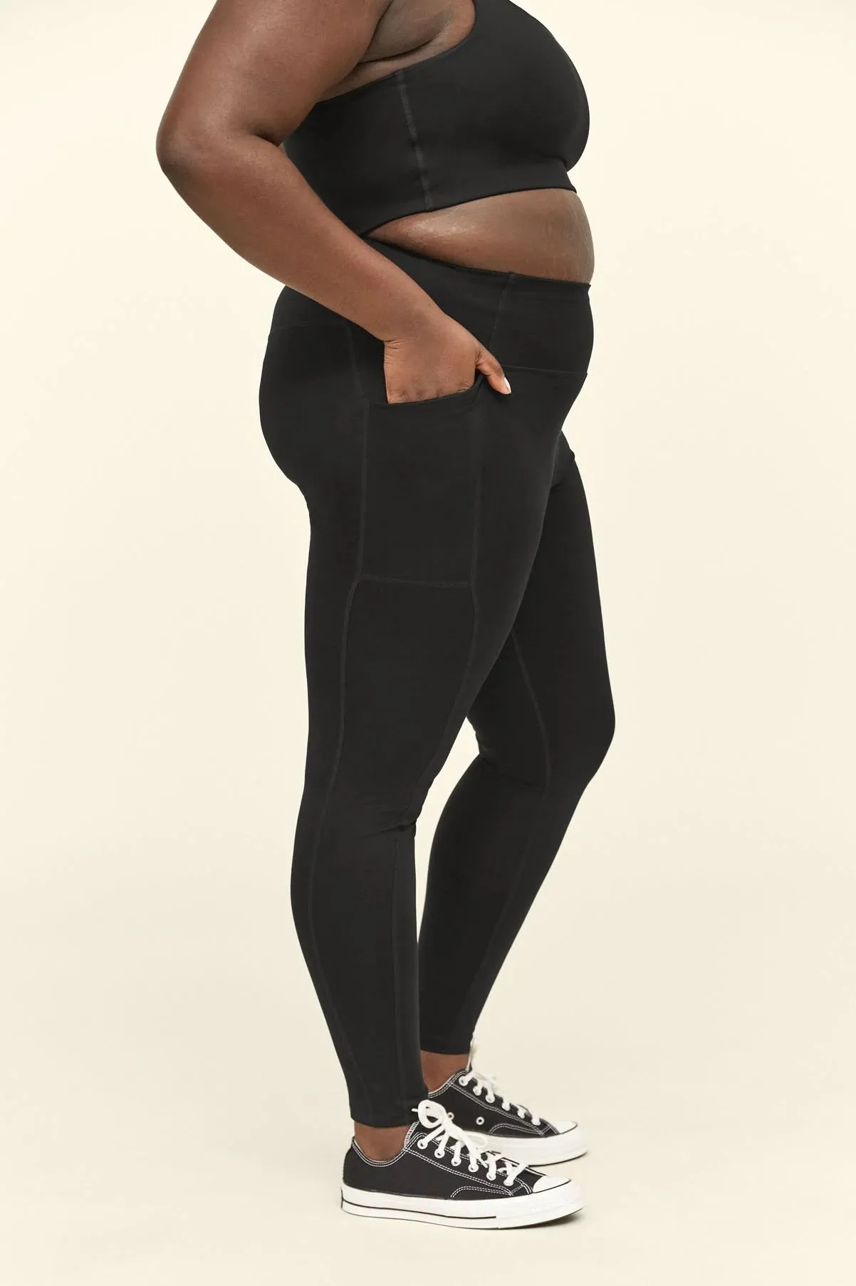 long leggings pocket - black