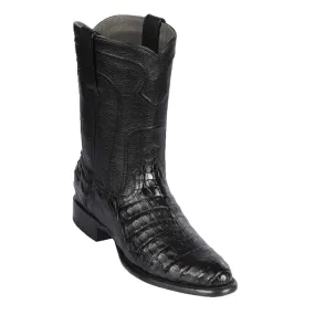 Los Altos Boots Mens #69Z8205 Roper W/Zipper Style | Genuine Caiman Belly Leather Boots | Color Black