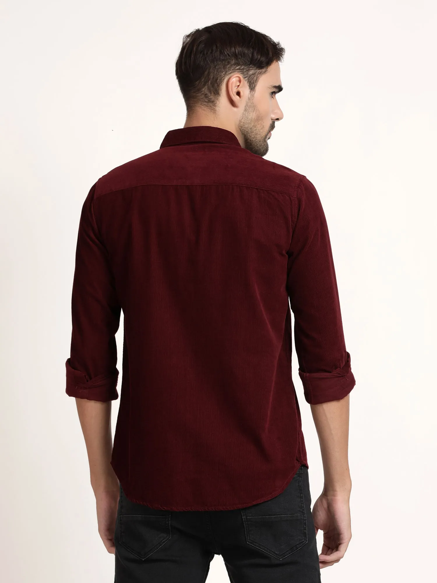 Men Maroon Solid Formal Shirt (GBRJ6020)