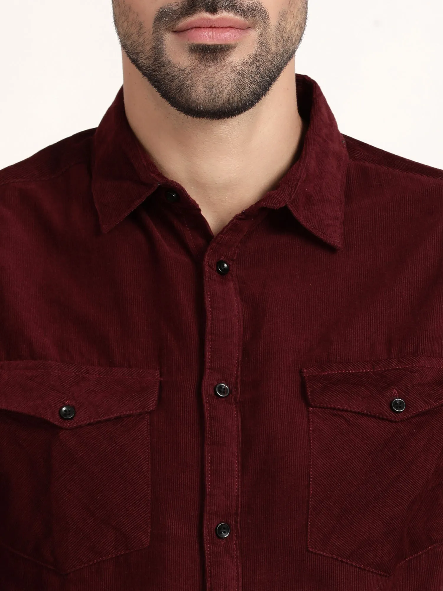 Men Maroon Solid Formal Shirt (GBRJ6020)