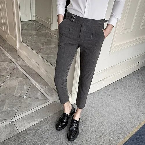 Men Stripe Suit Pants