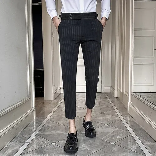 Men Stripe Suit Pants