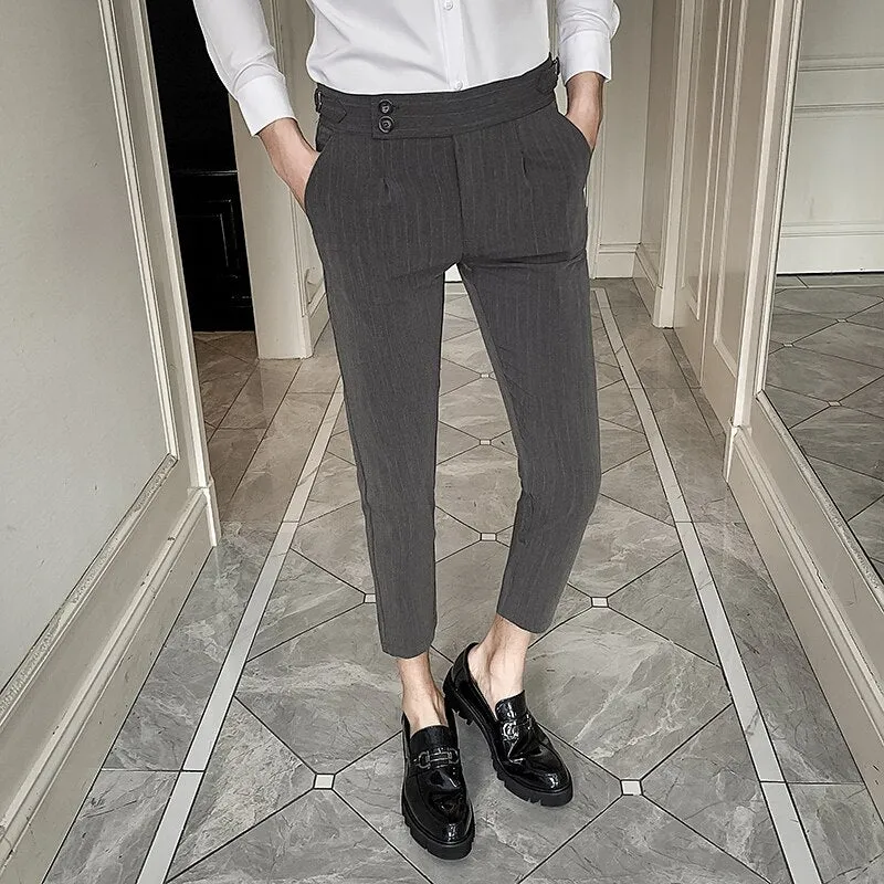 Men Stripe Suit Pants