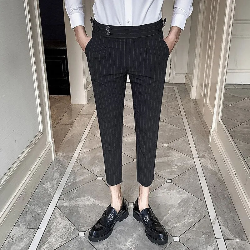 Men Stripe Suit Pants